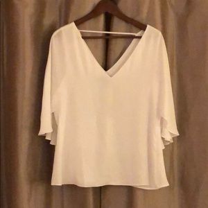 White House Black Market White Cape Style Blouse